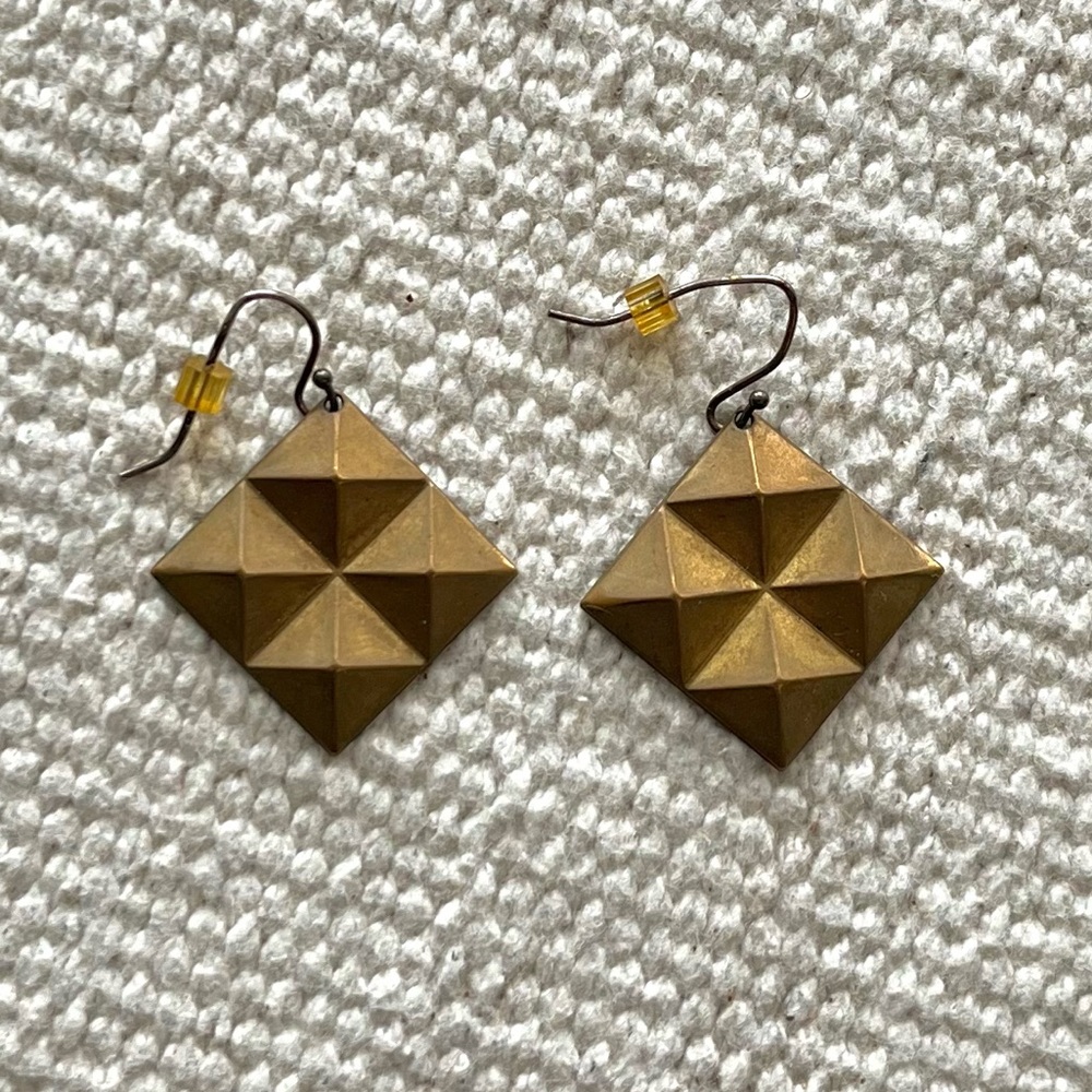 Larissa Loden | Geometric “diamond” brass earrings
